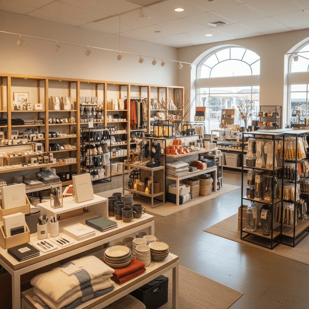 Snow Shops interior displaying diverse practical products