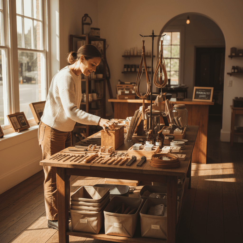 Customer browsing products in-store